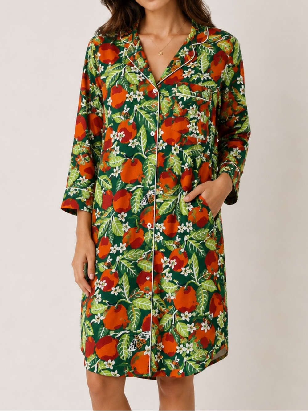 Printfresh Ornage Grove PJ Shirt Dress Cotton Small